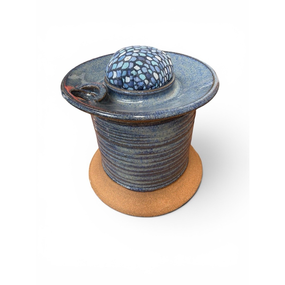 The Mud Place Handmade Sewing Caddy Oversized Spool Storage in Blue